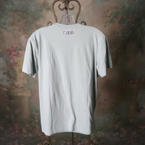 Maui and Sons Florida Soft Green Graphic Palm Trees Tropical Vibes Tshirt Large - Picture 5 of 5